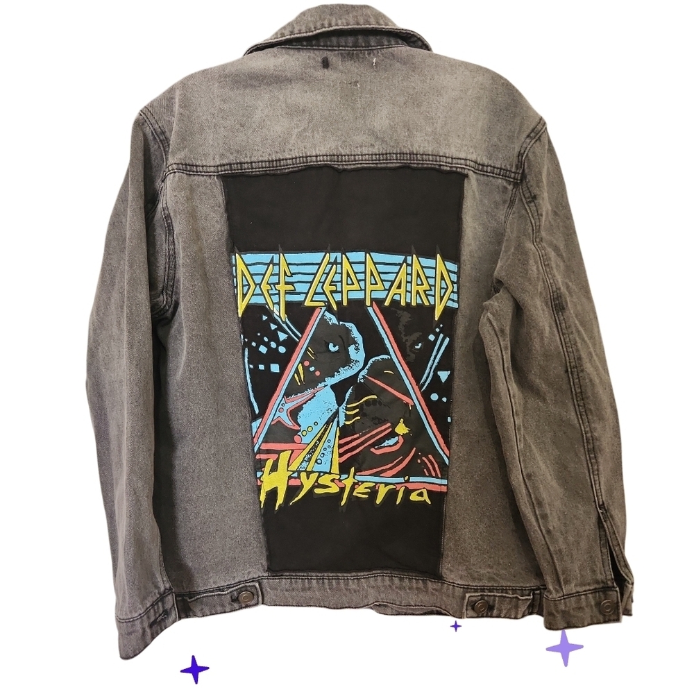 Junk Food Clothing Graphic Denim Jacket - Black and Gray Mens Extra Small